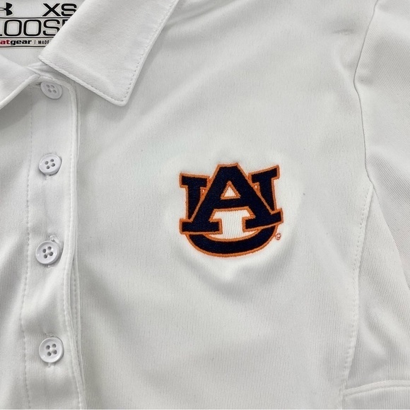 Under Armour HeatGear AUBURN Golf Polo Bundle in White Grey and White Stripe XS - Picture 4 of 16